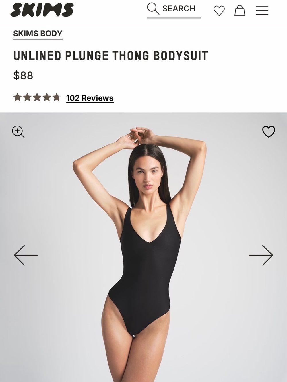 SKIMS Unlined Plunge Thong Bodysuit